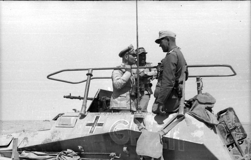 Erwin Rommel in his Sd.Kfz. 250/3 command halftrack